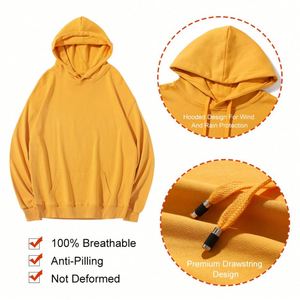 Design Oversized Pullover Tall Sweatshirt 400GSM Heavyweight Custom Print Your Logo Low MOQ Unisex Hoodie Warm for Winter - Product Image 4