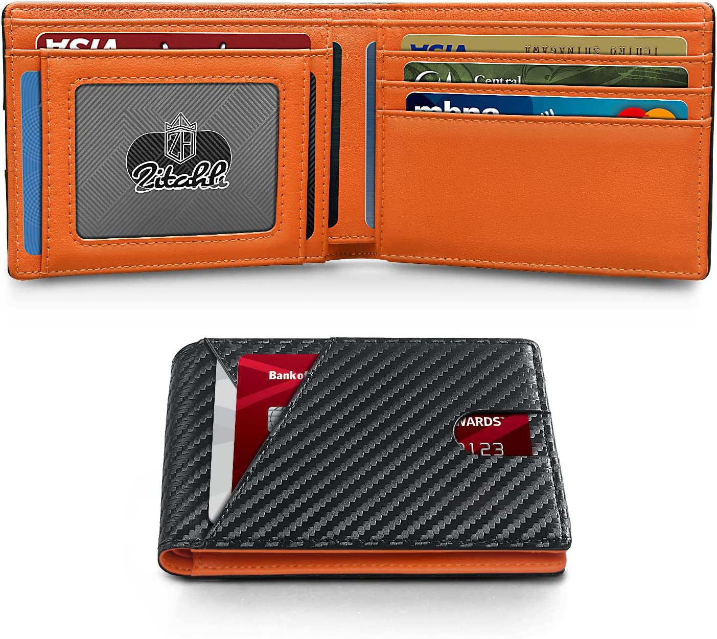 Carbon fiber black + orange