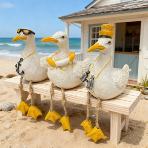 Escultura de resina de aves marinas del Océano Mediterráneo, estatua de gaviota bonita, adorno de mesa de aves marinas, estantería, decoración de mesa de oficina - Product Image 4