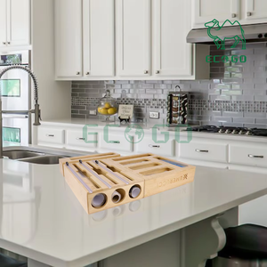 Distributeur de papier d'aluminium et de plastique en bambou 9 en 1 Organisateur de rangement de sacs Ziplock Organisateur de sacs de cuisine - Product Image 5