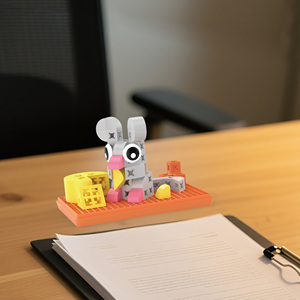 PUNGROW 미니 빌딩 블록 벽돌 플라스틱 교육 DIY 건설 장난감 판촉 선물 쥐 동물 건물 세트 - Product Image 5