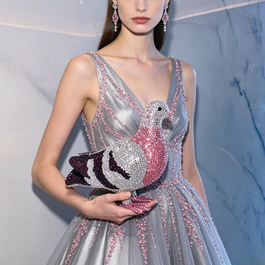 Borsa <span class=keywords><strong>da</strong></span> <span class=keywords><strong>Sera</strong></span> di Lusso Daiwei Fatta a Mano a Forma di Piccione 3D con Strass e Cristalli, <span class=keywords><strong>Pochette</strong></span> Rigida per Donne, Matrimoni e Feste - Product Image 3