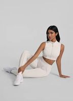 Ensemble de veste et short de sport imprimé 2 pièces sans manches avec fermeture éclair, respirant et écologique en Spandex/Nylon