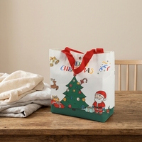 Sac fourre-tout en toile coloré avec motif de sapin de Noël du Père Noël, Joyeux Noël, réutilisable, recyclable, cadeaux de Noël, emballage textile