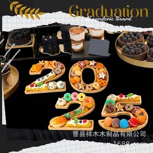 Wooden 2025 Digital <b>Tray</b> For Party <b>Snacks</b> Desserts Catering Decorations - Product Image 1