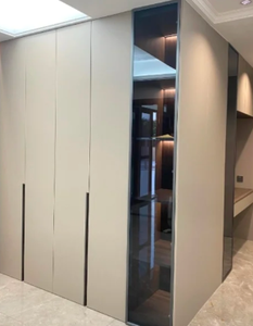 Guardarropa Muebles Almacenamiento de ropa Walk in Closet Armario Negro Armarios Gabinete Armario con puerta de vidrio Luces Led - Product Image 2