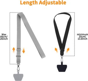 Paquete de 2 Correas Universales Ajustables para Teléfono Celular con Parches, Compatibles con <span class=keywords><strong>iPhone</strong></span> y Teléfonos Inteligentes Android, Negro y Gris - Product Image 5