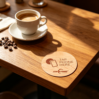 Carte NFC en bois RFID imprimable avec logo, 13,56 MHz, autocollant intelligent programmable pour cafés et magasins de détail (seulement pour les avis)