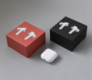 Custom Premium AirPods Packaging <b>Box</b> with Red Textured Design and White <b>Magnetic</b> Closure Rigid Case for Consumer Electronics - Product Image 2