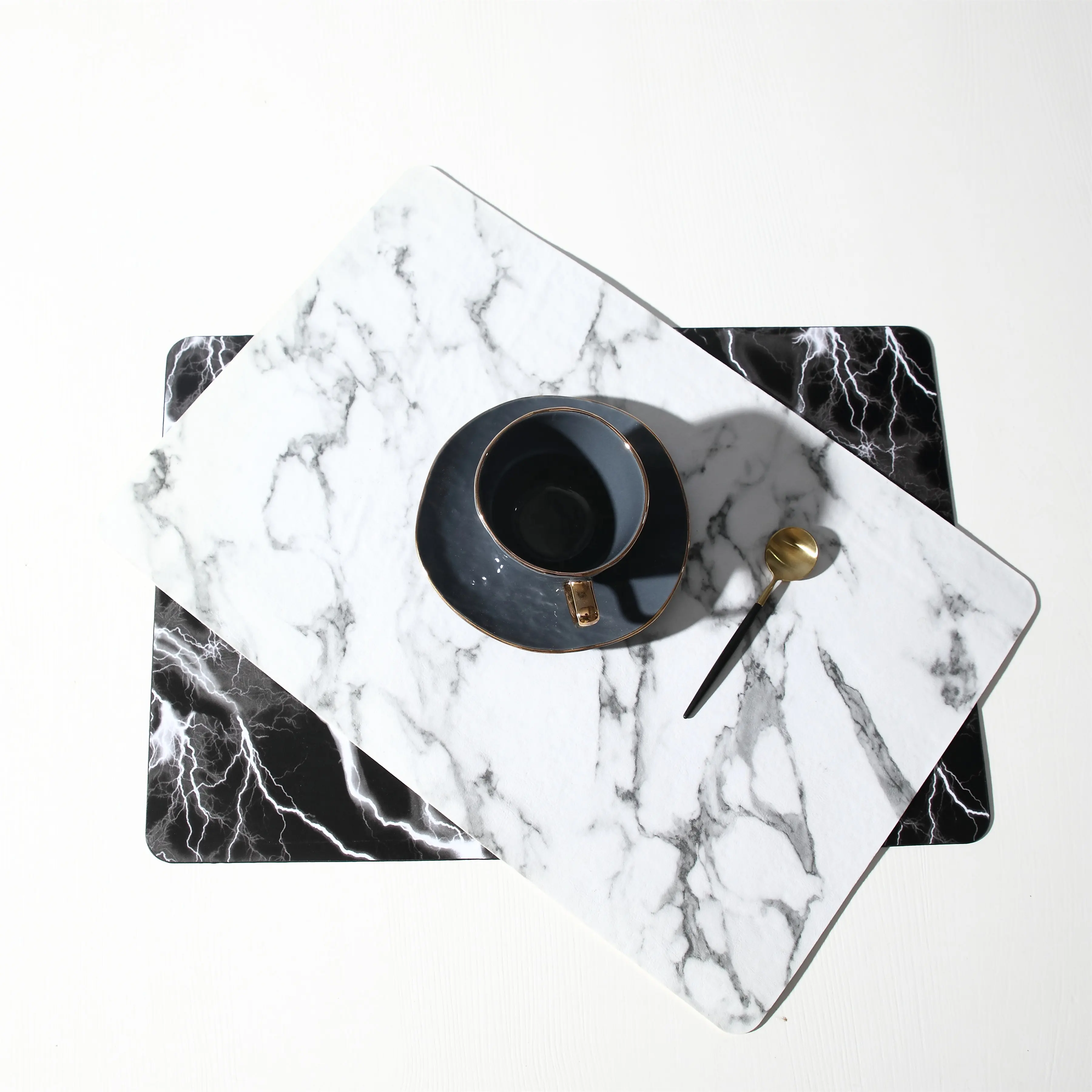 Nova coleção de moda mármore pvc placemats, kitchenwaterproofing tecido placemat para sala de jantar, placa