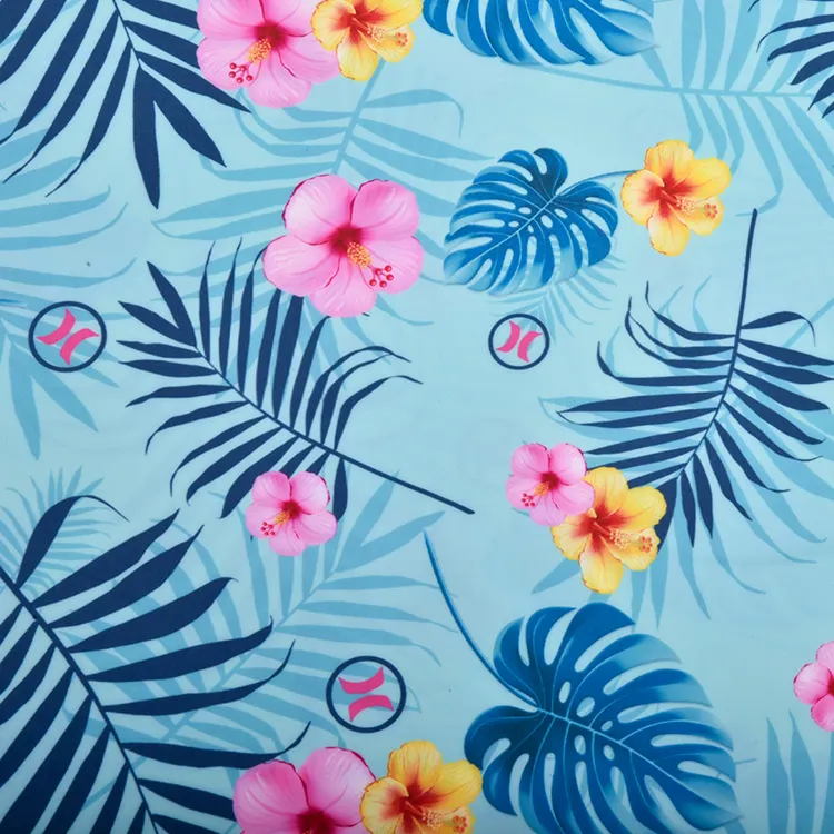 Hawaiian style plant print 4 way stretch 80%nylon 20% spandex swimsuit fabric for swimwear yoga activewear