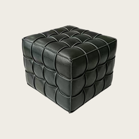 Leder-Ottoman Würfelhocker Gesteppter Gitter-Fußhocker Sofa für Wohnzimmer Eingangsbereich Flur Schuh-Designer Pouf Taburete De Cuero