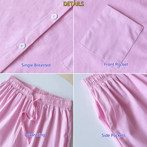 Costume décontracté en coton et lin pour femmes-Chemise à manches longues avec poches et pantalon à jambes larges avec cordon de serrage-Ensemble vintage pour femmes