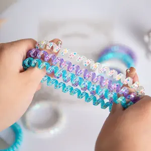 حبل شعر بلون الحلوى للفتيات نمط النجوم مرن ، حبل حلزوني مصنفر ، ربطة شعر مطاطية ، ربطة رأس مطاطية - Product Image 2