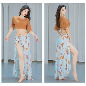 Canotta Sexy da <span class=keywords><strong>donna</strong></span> con gonna 2 pezzi per abbigliamento Performance per danza del ventre Costume da squadra nuovo Design per spettacolo teatrale - Product Image 2