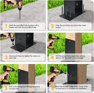 Heavy-Duty Black Powder Coated Metal <strong>Post</strong> Anchor Deck <strong>Fence</strong> Pergolas Porch Railing Support <strong>Bracket</strong> <strong>for</strong> <strong>Concrete</strong> - Product Image 4