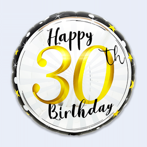 Globo de Cumpleaños Número 30, Redondo, Metálico, de 45x53 cm, Decoración para Fiestas de Adultos, Celebración de Cumpleaños - Product Image 1