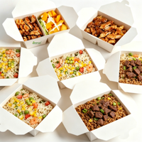 Boîte à lunch jetable en papier, compartimentée, avec revêtement PE anti-graisse, pliable, pour plats à emporter, bento, salades, poulet frit, repas légers, street food, pique-nique