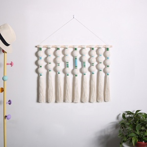 <span class=keywords><strong>Moderno</strong></span> bohemio bola borla colgante de pared tejido a mano nuevo <span class=keywords><strong>tapiz</strong></span> de cuerda de algodón para decoración del hogar macramé colgante de pared - Product Image 3
