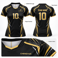 Jersey Voli Desain Turnamen Premium Hitam-Emas Kustom, Seragam Tim Sublimasi untuk Klub dan Sekolah OEM