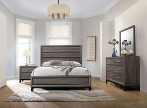 Grey Oak and Black 4-piece Queen Panel Antique <b>Convertible</b> Bedroom Set for Apartment & Hotel - Product Image 5