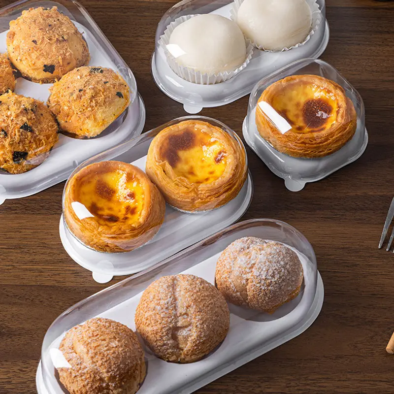 Wholesale Egg Tart Plastic Box Pastry Baking Blister Transparent Packaging Boxes for Bakery