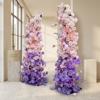 Arche florale rose et violette faite à la main, colonne de fleurs artificielles en soie pour toile de fond de mariage, décoration de fenêtre et d'événements
