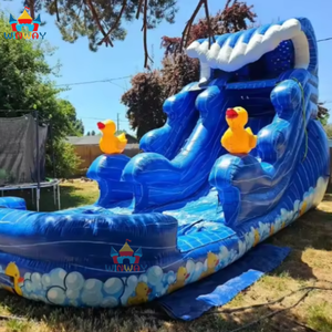 Tobogán Acuático Inflable de PVC Azul Océano con Diseño de Ola y Pato Amarillo, Piscina Infantil con Certificación CE, Garantía de 3 Años, Uso Doméstico - Product Image 4