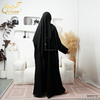 Robe Abaya pour femmes arabes de Dubaï, sur mesure, noire, Abaya ouverte sur le devant, vêtements islamiques avec manches plissées