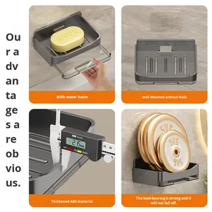 Modern No-Drill Soap Dish No Drilling Wall Mounted Layer Soap Holder Soap Sponge Dish Bathroom Accessories - Product Image 5