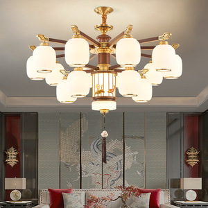 New Chinese Style Multi Head Chandelier Solid Wood <b>Led</b> <b>Light</b> For Living Room Staircase Hallway Ceiling Lamp Round Design - Product Image 2