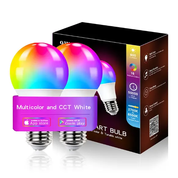 Amazon Color changing remote control smart bulb RGB CCT mobile phone control LED Bulb light