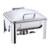 Autres fournitures hôtelières et de restauration : Réchauds de buffet en acier inoxydable martelé pour service traiteur et maintien au chaud des aliments, ensemble de chafing dishes