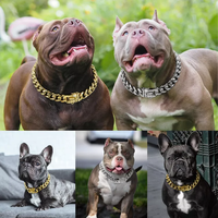 Chaîne en or personnalisée pour collier de chien, chaîne en acier inoxydable robuste pour animal de compagnie, lien cubain pitbull collier pour chien, chaîne collier et laisse pour chien