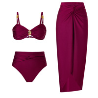 Badpak 5 Kleuren Bandeau Top Dames 3-delig Zwempak Designer Bikini Zwemkleding Strandrok Hoge Taille Badkleding S-XL