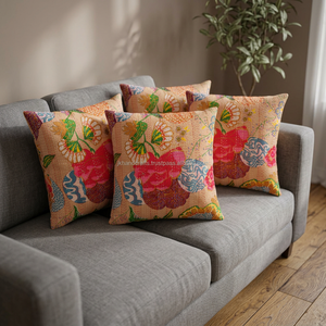 Housse de coussin Tropicana Kantha imprimé fruits Tropical Kantha coussin taie d'oreiller ensemble de 5 pièces - Product Image 3