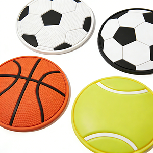 Sous-verres en silicone PVC personnalisés en forme de ballon de sport, antidérapants, résistants à la chaleur, style football, basketball, soccer - Product Image 2