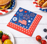 Serviettes en papier jetables pour fête patriotique du 4 juillet, décoration de table, étoiles et rayures rouges, blancs et bleus, serviettes jetables pour la décoration du 4 juillet