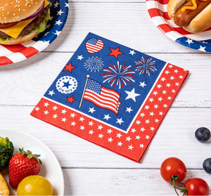 Serviettes en <span class=keywords><strong>papier</strong></span> jetables pour fête patriotique du 4 juillet, décoration de table, étoiles et rayures rouges, blancs et bleus, serviettes jetables pour la décoration du 4 juillet - Product Image 5