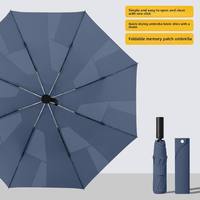 Parapluie pliant automatique à trois volets avec poignée à boucle annulaire, protection UV, mémoire de forme, simple et élégant, pour affaires
