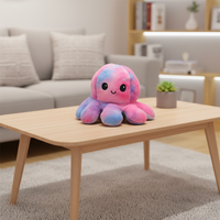 Le meilleur cadeau pour animaux de compagnie : jouet en peluche en caoutchouc écologique de haute qualité en forme de pieuvre, réversible, amusant, qui couine, pour mordre et mâcher