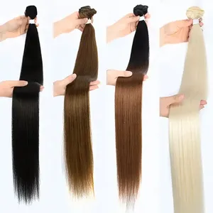 Rebecca Wholesale Cheap Bulk Pack Ombre Long Weft High Fiber Hair Weave Bundle Extension Braid Synthetic Straight Hair