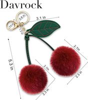 Porte-clés Pompon Mignon Cerise, Accessoire Moelleux, Breloque pour Sac à Main, Sac de Voiture, Pendentif pour Femmes et Filles