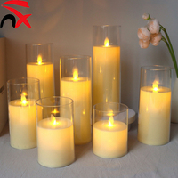 Bougie à piles de haute qualité en gros, bougies LED sans flamme, décorations du Ramadan, bougie en verre acrylique LED pour mariage et fête