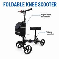 YIDE Chaise pliante en acier au carbone à 4 roues, légère, durable, portable, avec siège rembourré, pour adultes, soutien post-opératoire pour blessures aux jambes et récupération
