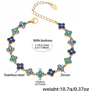 مجوهرات نسائية عصرية جديدة لعام 2026، قلادة مطلية بالذهب عيار 18 قيراط بألوان متدرجة، زركون على شكل زهرة رباعية الأوراق للحظ، سوار وخاتم وأقراط - Product Image 4