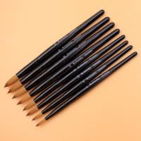 Fournisseur d'outils pour ongles Marque privée Paillettes noires brillantes Manche Kolinsky Brosse à ongles en acrylique Vente en gros Pinceaux à ongles en acrylique OEM