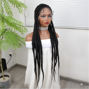 Nouvelle perruque tressée <span class=keywords><strong>africaine</strong></span> en dentelle complète, modèle 2026, <span class=keywords><strong>tresses</strong></span> synthétiques tressées à la main, style protecteur pré-coiffé, perruque bohème - Product Image 2