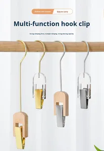 <b>Plastic</b> Transparent Gold <b>Hook</b> Clip Hanger Single Tier Eco-Friendly Kitchen Clothing Store Pants Scarf Display Hat Wigs - Product Image 4