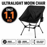 Chaise de camping pliable légère en aluminium Sportneer avec poche latérale - Conception compacte pour le camping, la randonnée, la plage et les voyages (lot de 2, noir)